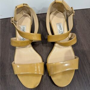 Jimmy Choo Wedge Patent Leather Sandal Size 37.5